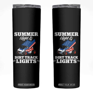 Sprint Car Racing Skinny Tumbler Summer Nights And Dirt Track Lights TS14 Black Print Your Wear