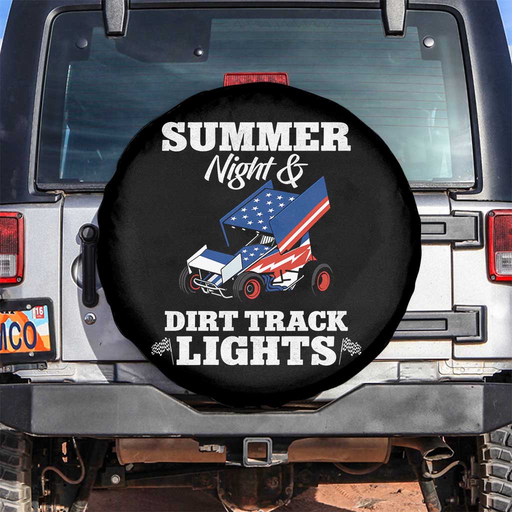 Sprint Car Racing Spare Tire Cover Summer Nights And Dirt Track Lights TS14 No hole Black Print Your Wear