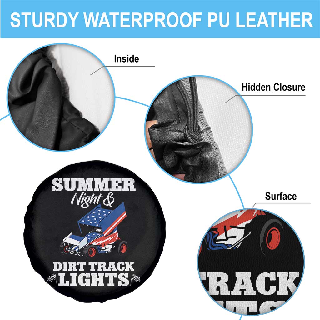 Sprint Car Racing Spare Tire Cover Summer Nights And Dirt Track Lights TS14 Print Your Wear