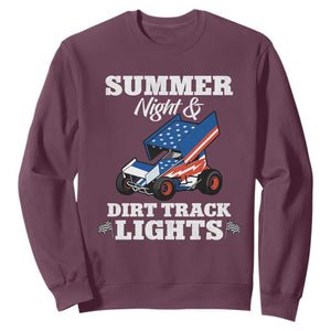 Sprint Car Racing Sweatshirt Summer Nights And Dirt Track Lights TS14 Maroon Print Your Wear