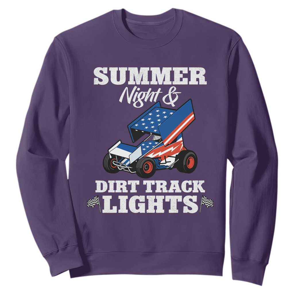 Sprint Car Racing Sweatshirt Summer Nights And Dirt Track Lights TS14 Purple Print Your Wear