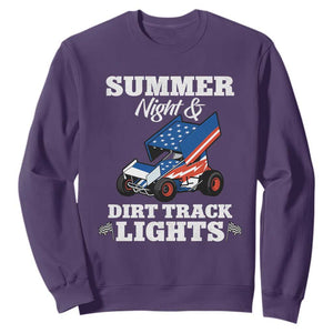 Sprint Car Racing Sweatshirt Summer Nights And Dirt Track Lights TS14 Purple Print Your Wear