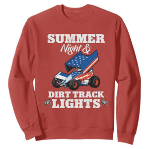 Sprint Car Racing Sweatshirt Summer Nights And Dirt Track Lights TS14 Red Print Your Wear