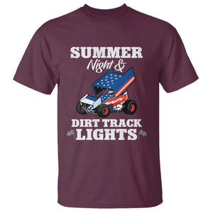 Sprint Car Racing T Shirt Summer Nights And Dirt Track Lights TS14 Maroon Print Your Wear