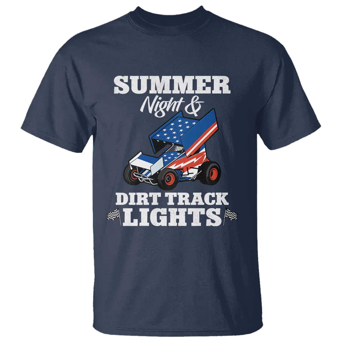 Sprint Car Racing T Shirt Summer Nights And Dirt Track Lights TS14 Navy Print Your Wear