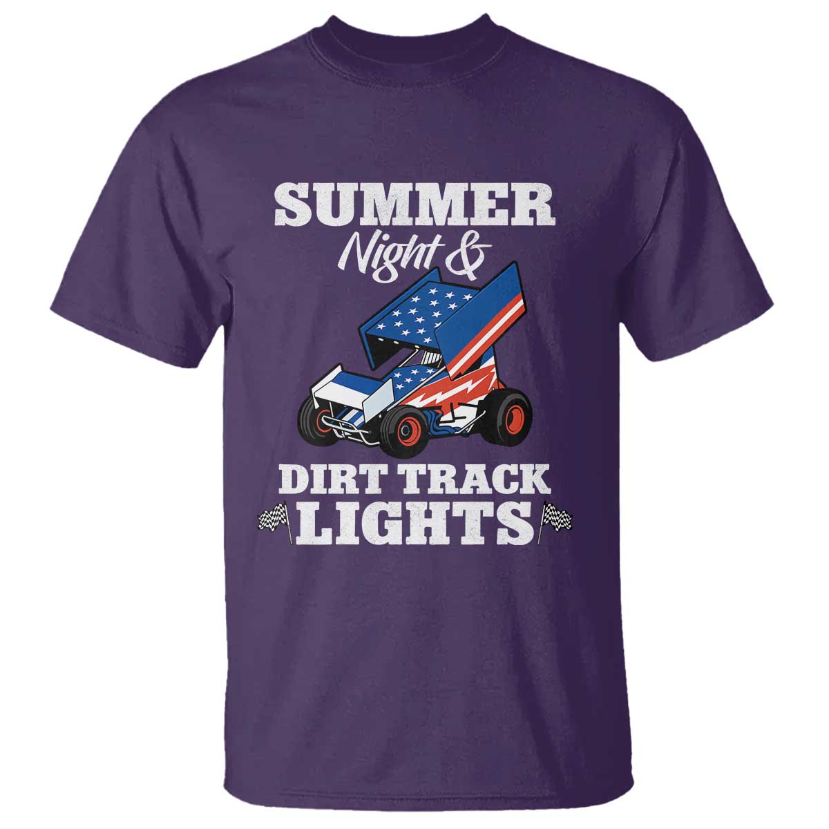 Sprint Car Racing T Shirt Summer Nights And Dirt Track Lights TS14 Purple Print Your Wear