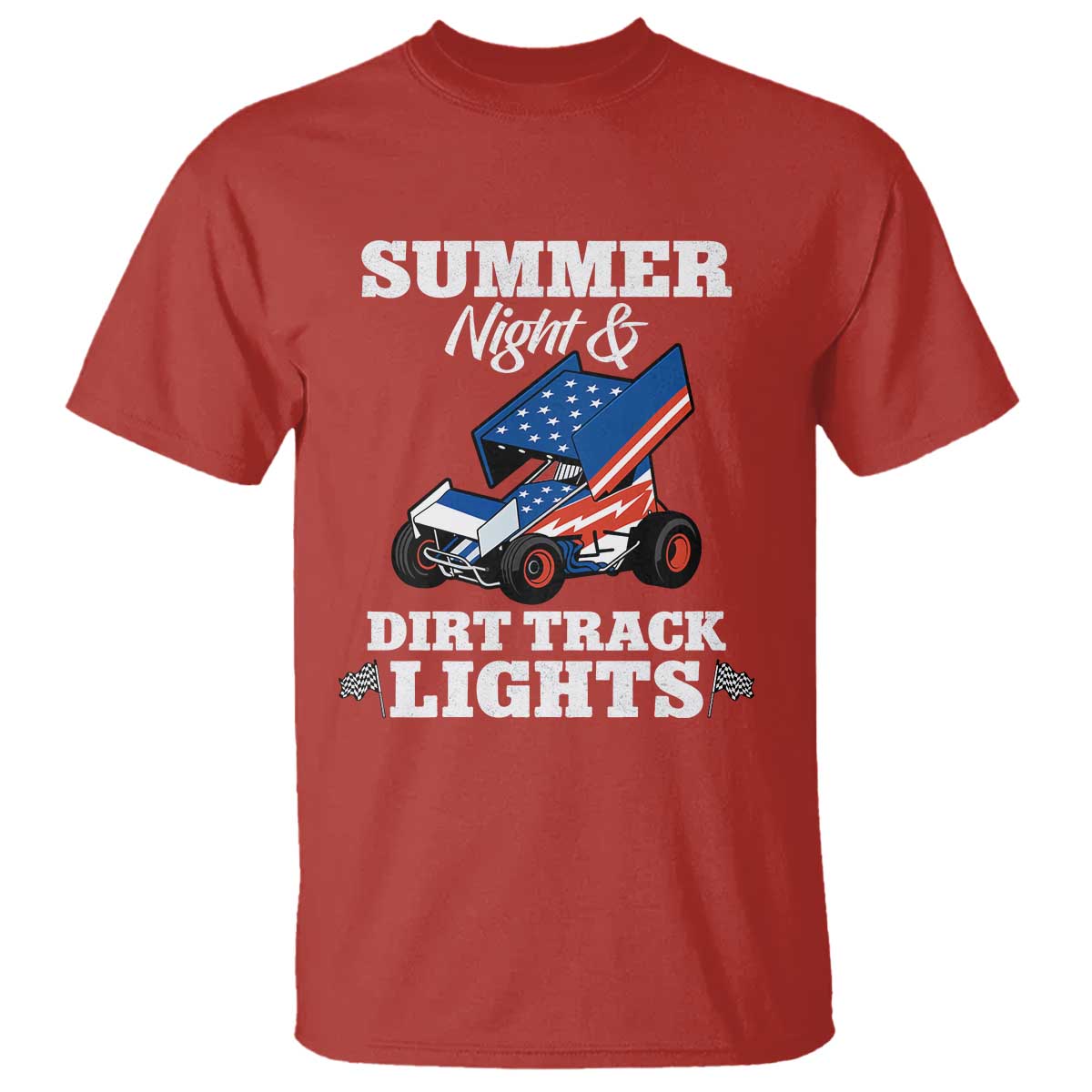 Sprint Car Racing T Shirt Summer Nights And Dirt Track Lights TS14 Red Print Your Wear