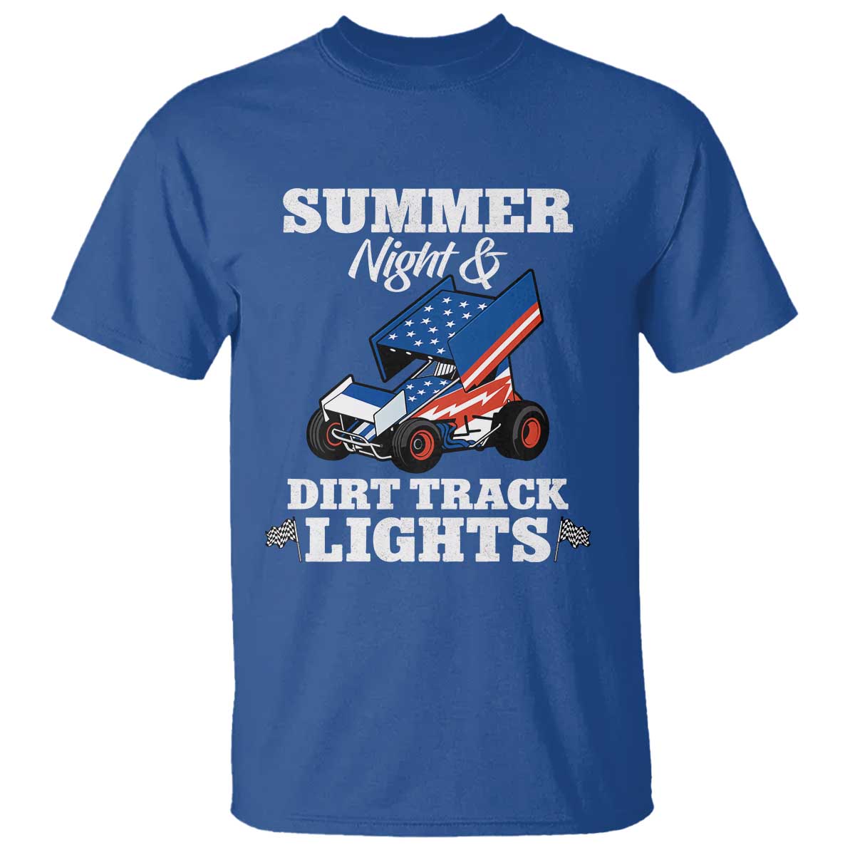 Sprint Car Racing T Shirt Summer Nights And Dirt Track Lights TS14 Royal Blue Print Your Wear
