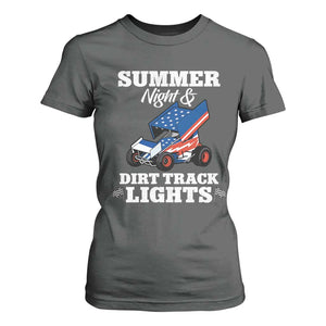 Sprint Car Racing T Shirt For Women Summer Nights And Dirt Track Lights TS14 Dark Heather Print Your Wear