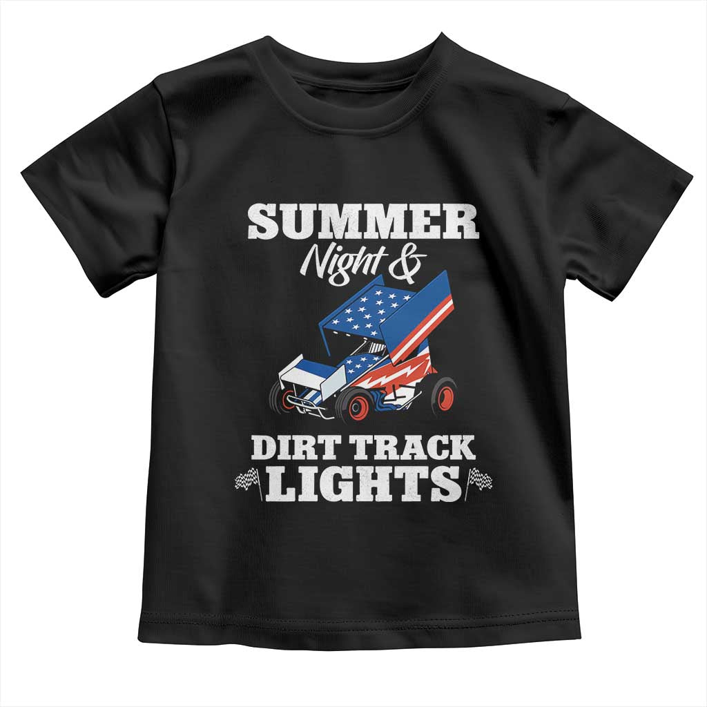 Sprint Car Racing Toddler T Shirt Summer Nights And Dirt Track Lights TS14 Black Print Your Wear