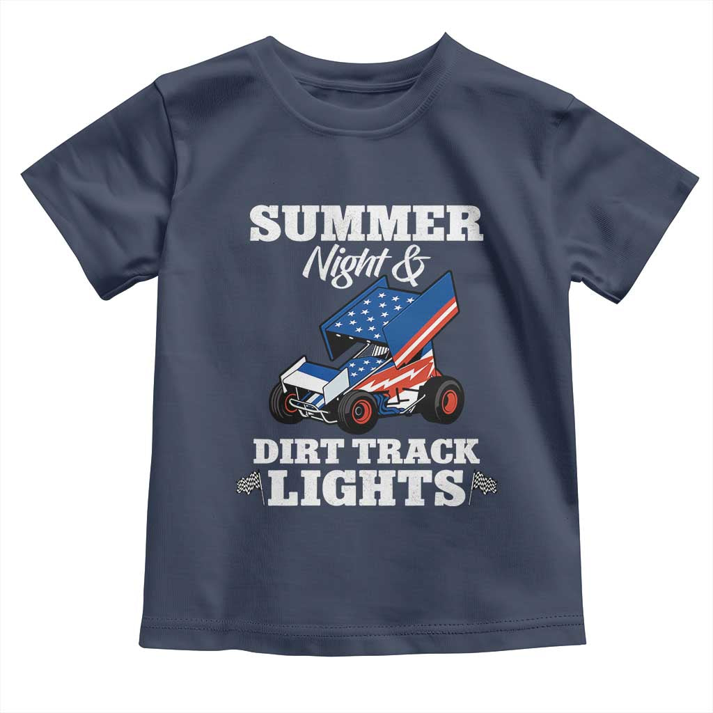 Sprint Car Racing Toddler T Shirt Summer Nights And Dirt Track Lights TS14 Navy Print Your Wear