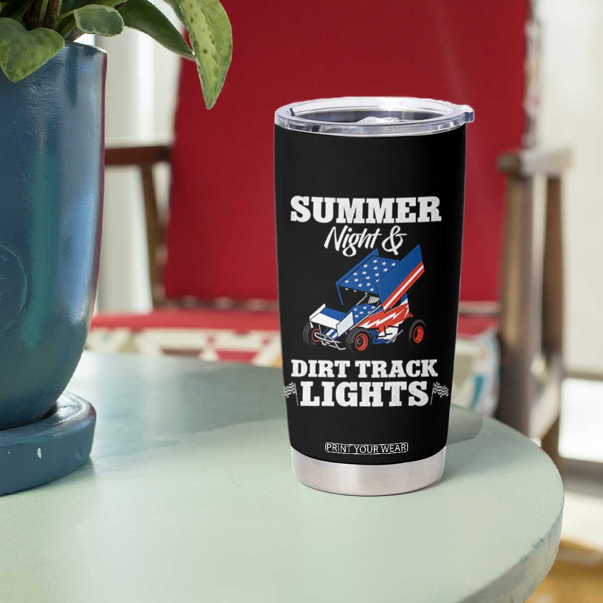 Sprint Car Racing Tumbler Cup Summer Nights And Dirt Track Lights TS14 Print Your Wear