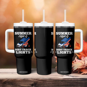 Sprint Car Racing Tumbler With Handle Summer Nights And Dirt Track Lights TS14 Print Your Wear