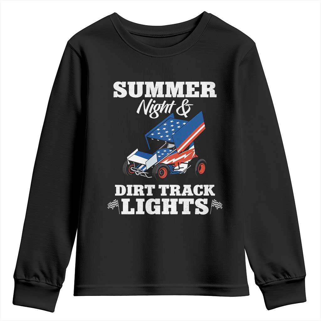 Sprint Car Racing Youth Sweatshirt Summer Nights And Dirt Track Lights TS14 Black Print Your Wear