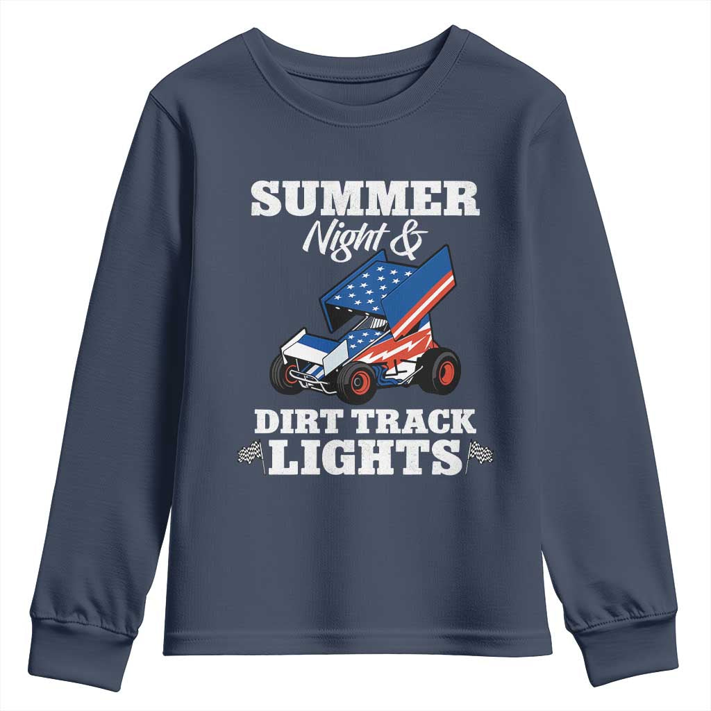 Sprint Car Racing Youth Sweatshirt Summer Nights And Dirt Track Lights TS14 Navy Print Your Wear