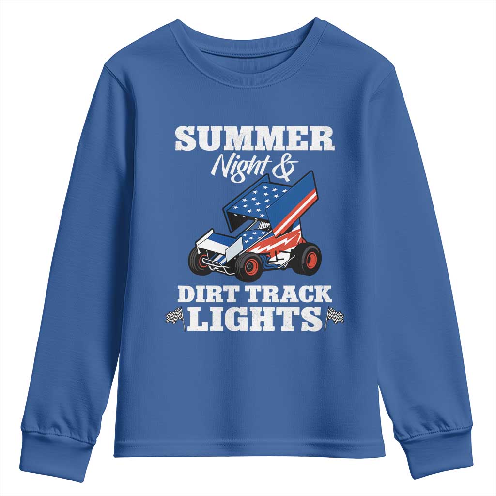 Sprint Car Racing Youth Sweatshirt Summer Nights And Dirt Track Lights TS14 Royal Blue Print Your Wear