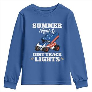 Sprint Car Racing Youth Sweatshirt Summer Nights And Dirt Track Lights TS14 Royal Blue Print Your Wear