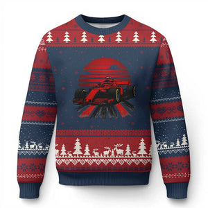 Racing Car Red Speed Motorsport Ugly Christmas Sweater TS14 Navy Red Print Your Wear