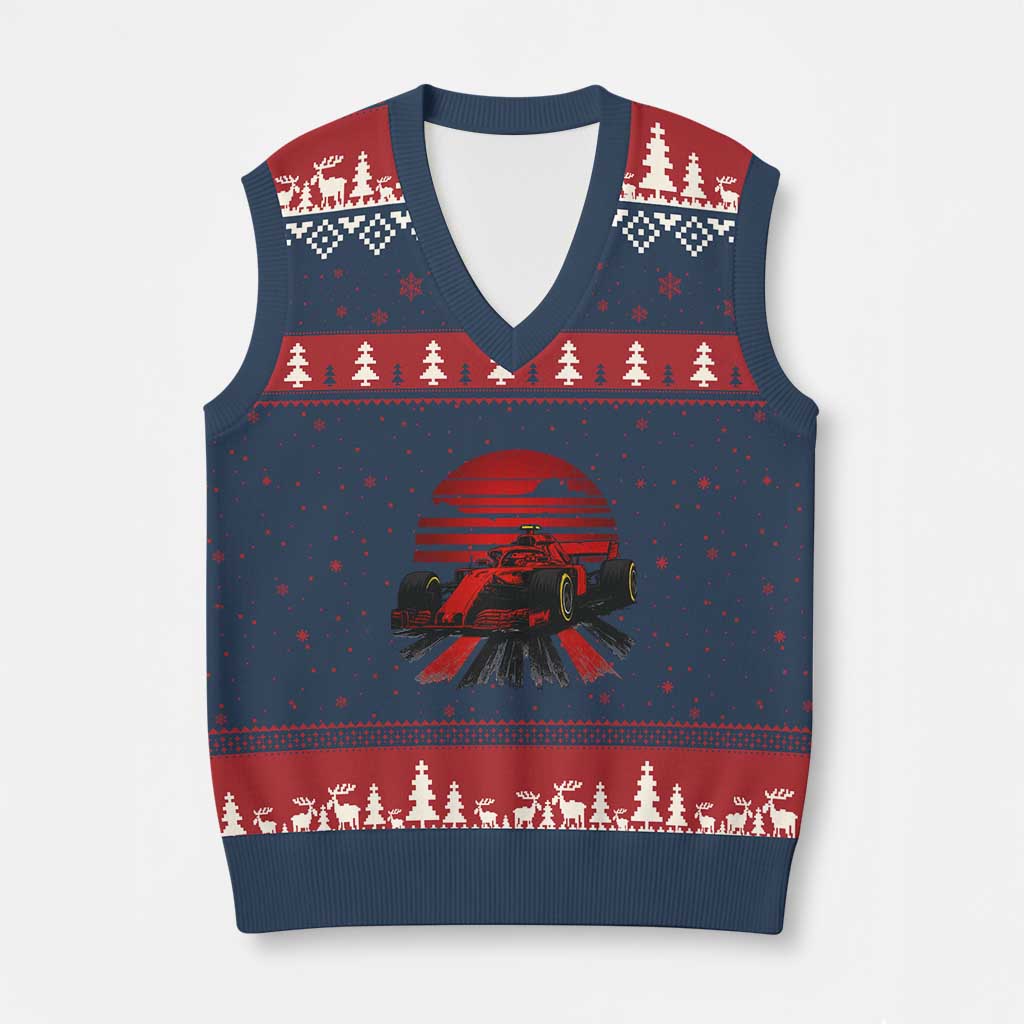Racing Car Red Speed Motorsport V-Neck Knit Sweater Vest TS14 Navy Red Print Your Wear