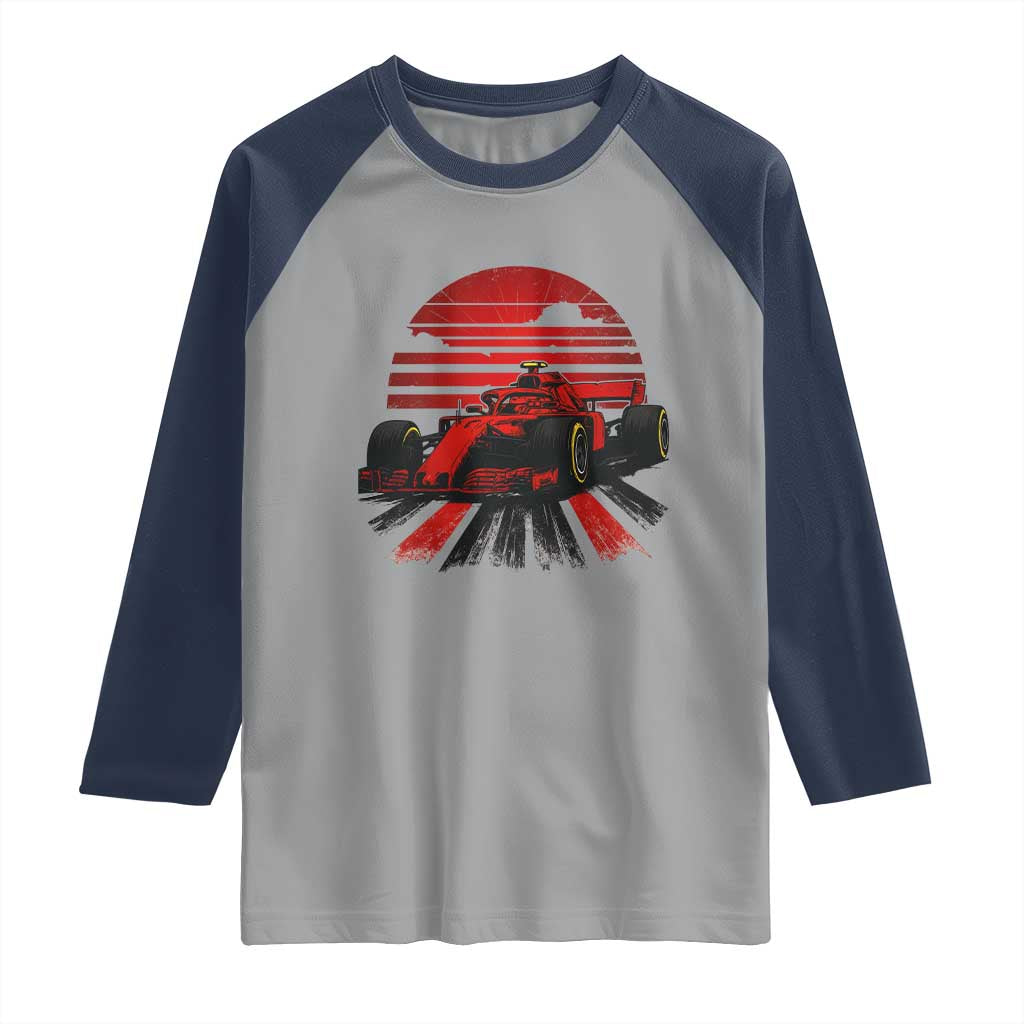 Racing Car Red Speed Motorsport Raglan Shirt TS14 Sport Gray Navy Print Your Wear