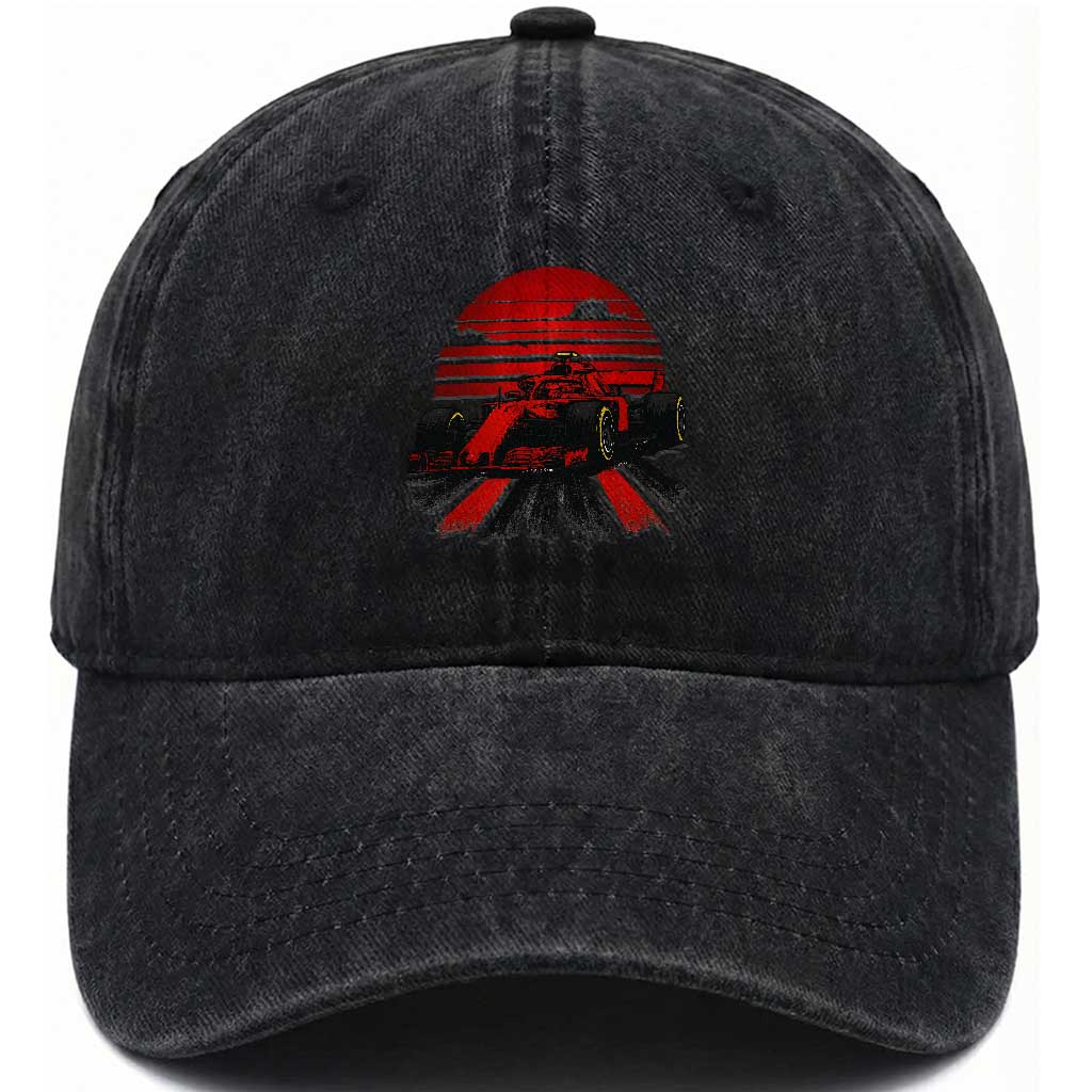 Racing Car Red Speed Motorsport Washed Cotton Baseball Cap TS14 Washed Cap Universal Fit Black Print Your Wear