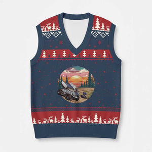 Sprint Car Dirt Track Racing Sunset Motorsports V-Neck Knit Sweater Vest TS14 Navy Red Print Your Wear