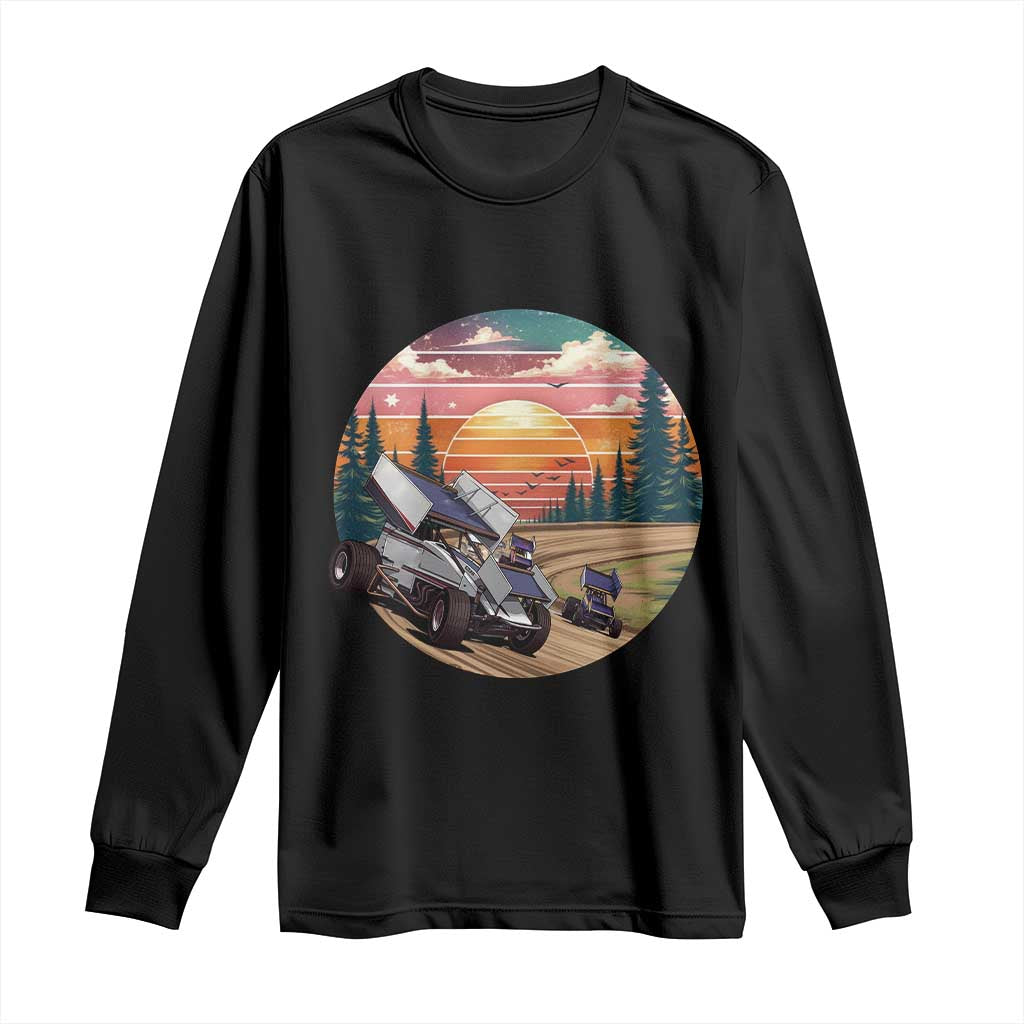 Sprint Car Dirt Track Racing Sunset Motorsports Long Sleeve Shirt TS14 Black Print Your Wear