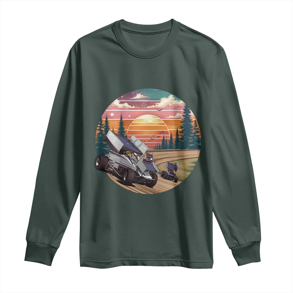 Sprint Car Dirt Track Racing Sunset Motorsports Long Sleeve Shirt TS14 Dark Forest Green Print Your Wear