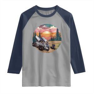 Sprint Car Dirt Track Racing Sunset Motorsports Raglan Shirt TS14 Sport Gray Navy Print Your Wear
