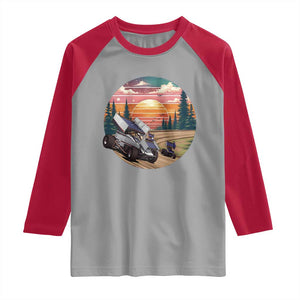 Sprint Car Dirt Track Racing Sunset Motorsports Raglan Shirt TS14 Sport Gray Red Print Your Wear