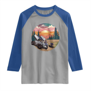 Sprint Car Dirt Track Racing Sunset Motorsports Raglan Shirt TS14 Sport Gray Royal Print Your Wear