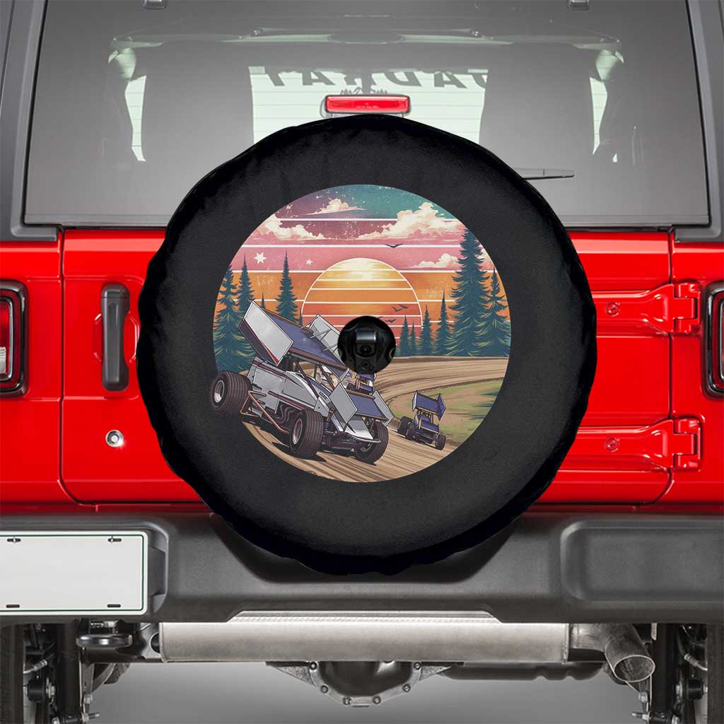Sprint Car Dirt Track Racing Sunset Motorsports Spare Tire Cover TS14 Black Print Your Wear