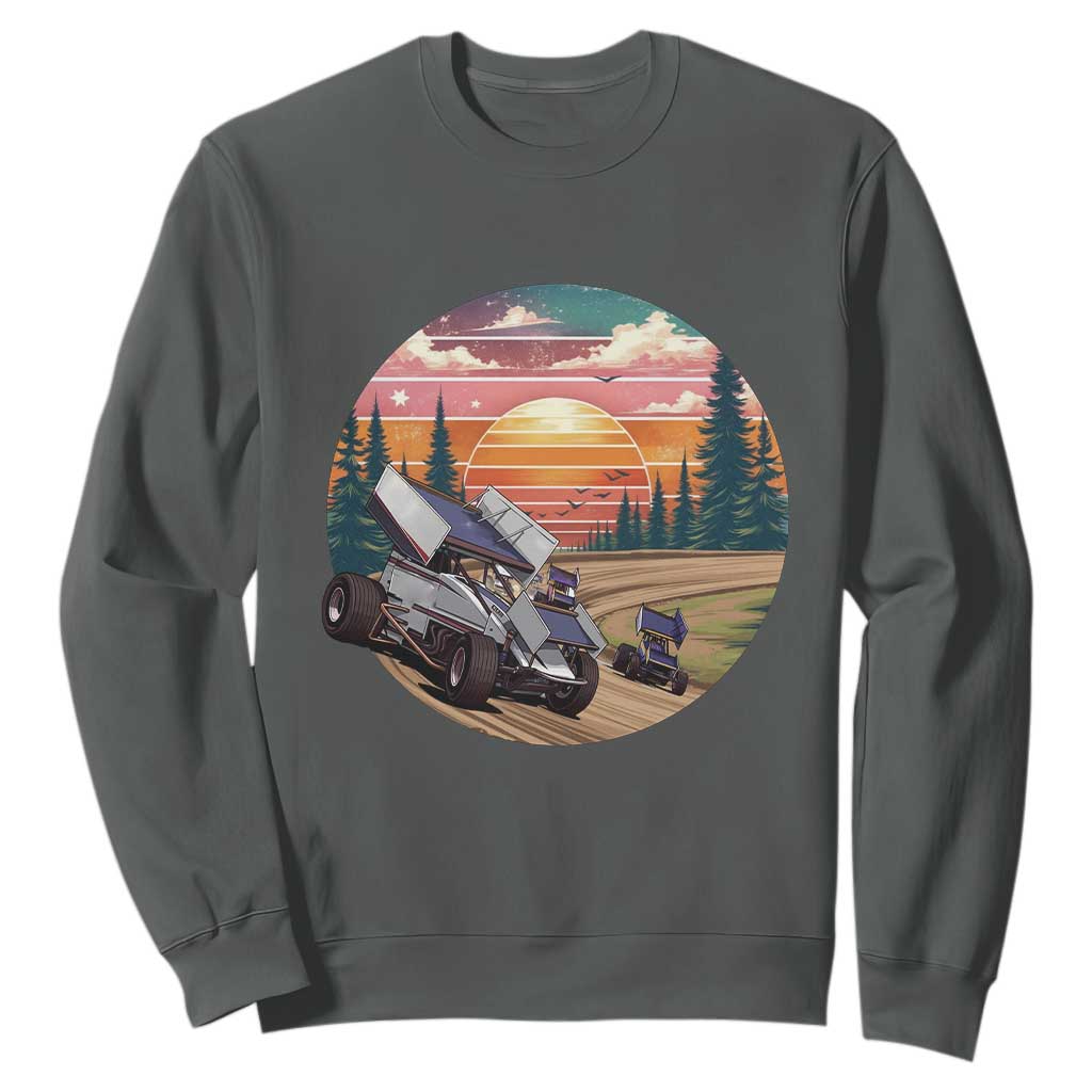 Sprint Car Dirt Track Racing Sunset Motorsports Sweatshirt TS14 Dark Heather Print Your Wear