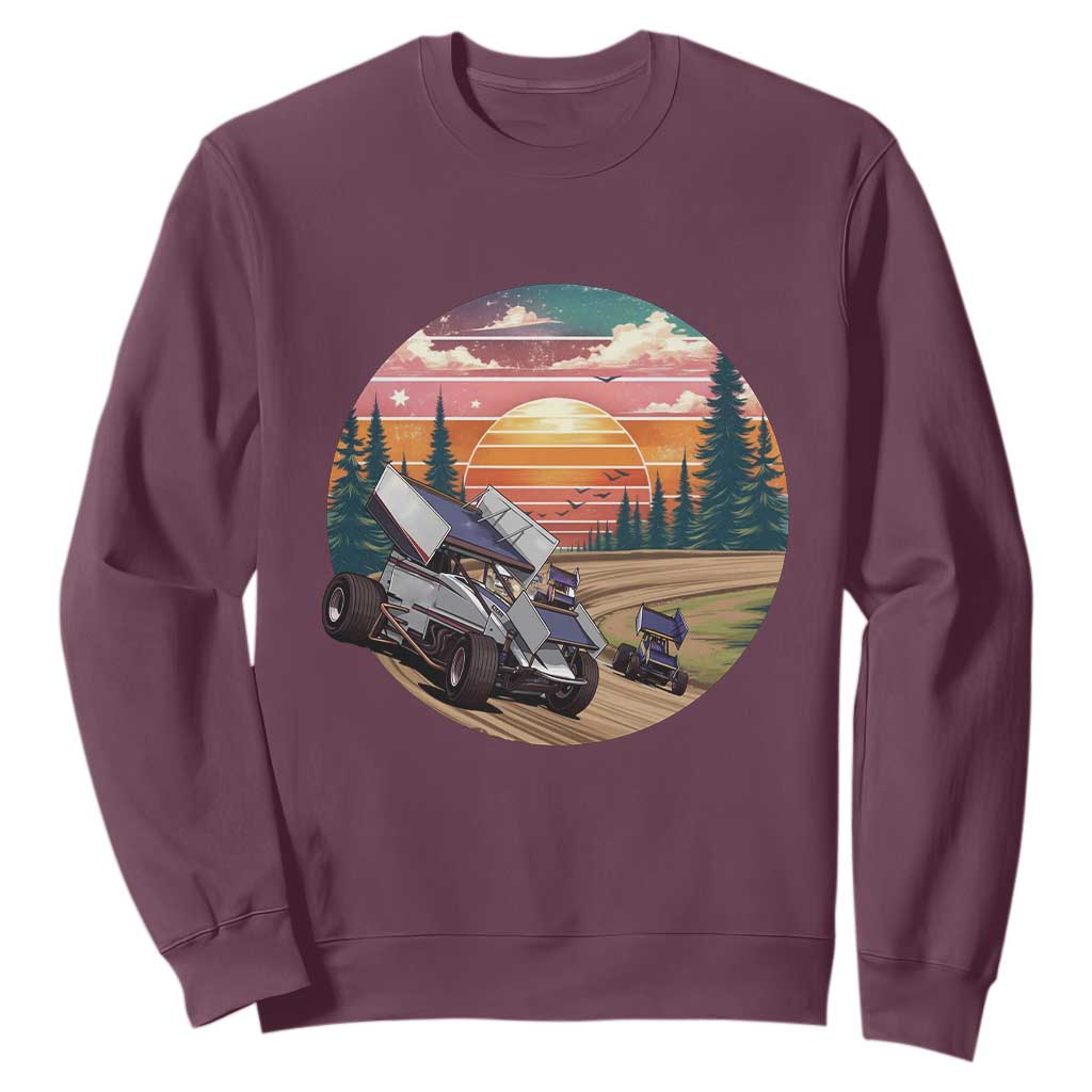 Sprint Car Dirt Track Racing Sunset Motorsports Sweatshirt TS14 Maroon Print Your Wear