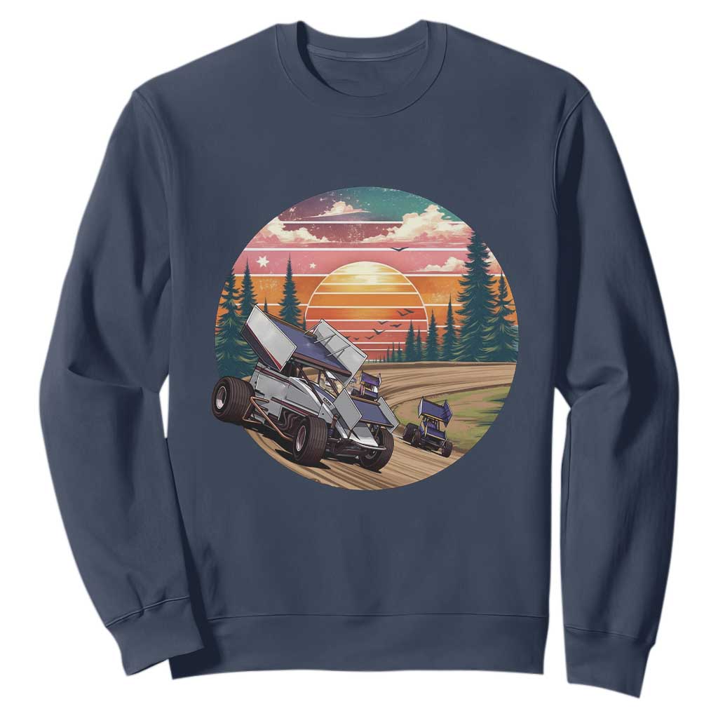 Sprint Car Dirt Track Racing Sunset Motorsports Sweatshirt TS14 Navy Print Your Wear