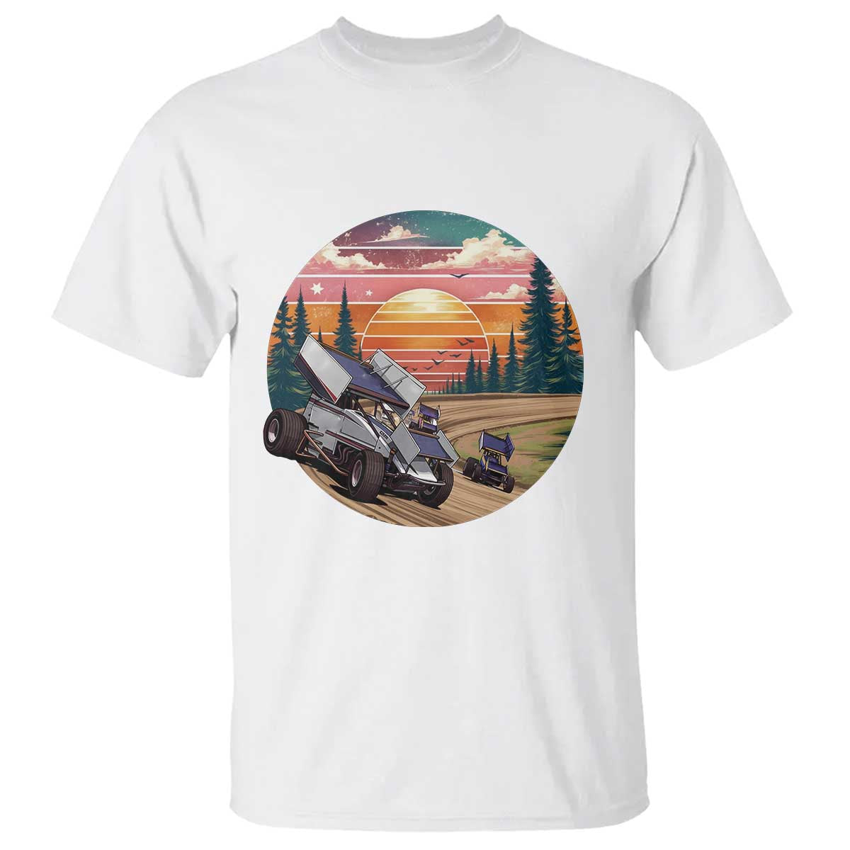 Sprint Car Dirt Track Racing Sunset Motorsports T Shirt TS14 White Print Your Wear