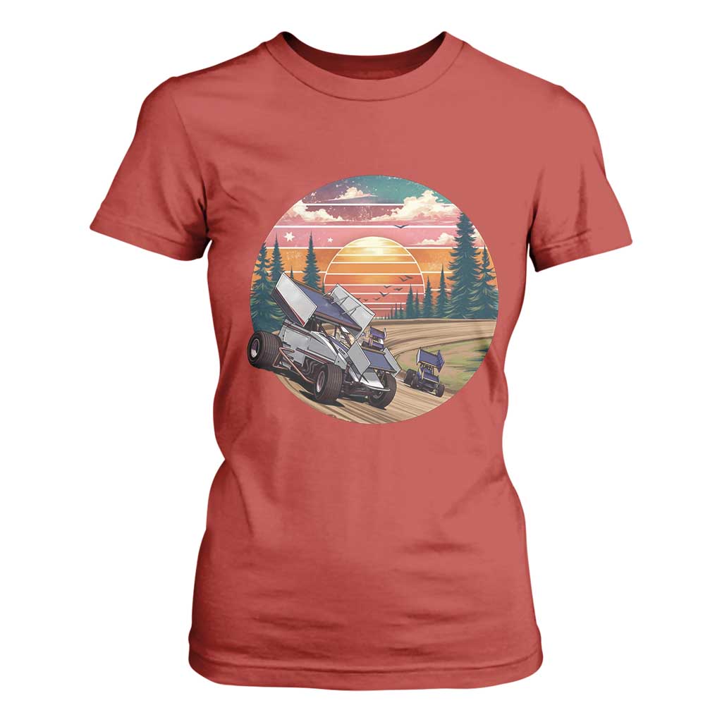 Sprint Car Dirt Track Racing Sunset Motorsports T Shirt For Women TS14 Red Print Your Wear