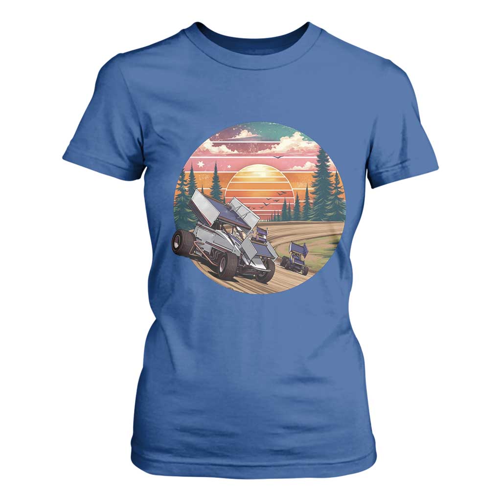 Sprint Car Dirt Track Racing Sunset Motorsports T Shirt For Women TS14 Royal Blue Print Your Wear