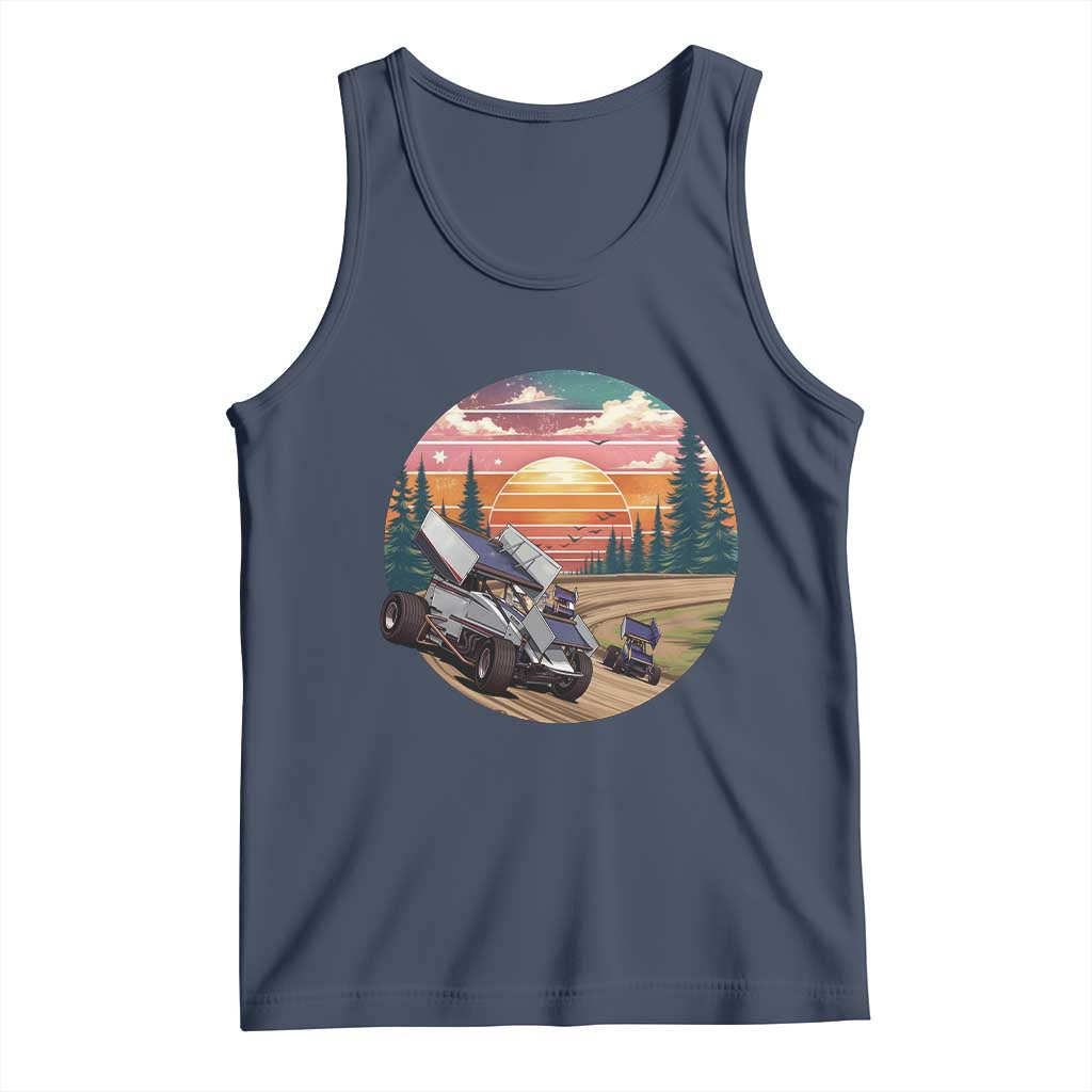 Sprint Car Dirt Track Racing Sunset Motorsports Tank Top TS14 Navy Print Your Wear