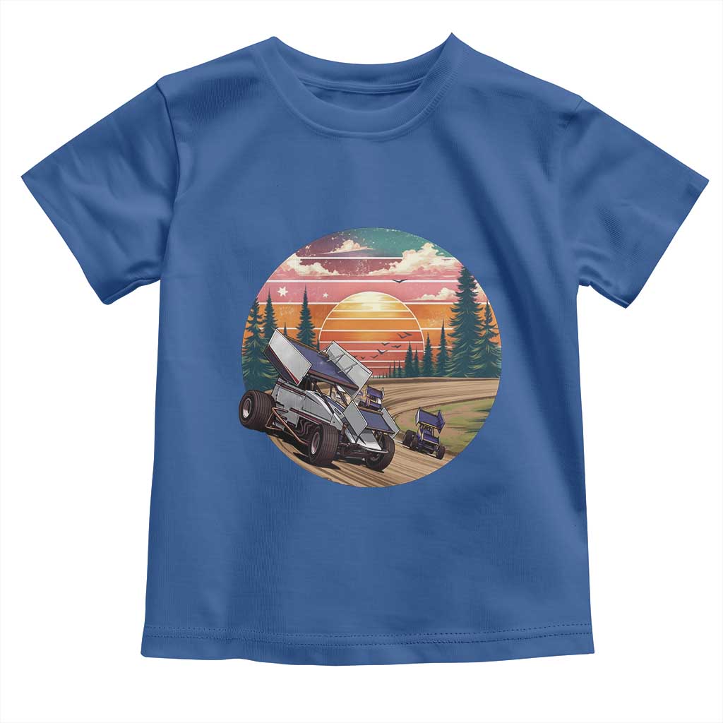 Sprint Car Dirt Track Racing Sunset Motorsports Toddler T Shirt TS14 Royal Blue Print Your Wear