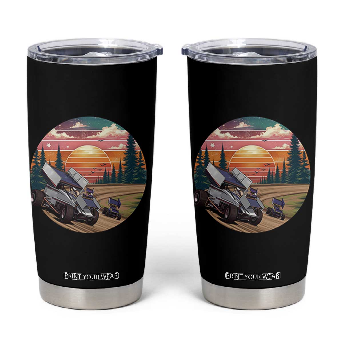 Sprint Car Dirt Track Racing Sunset Motorsports Tumbler Cup TS14 Black Print Your Wear