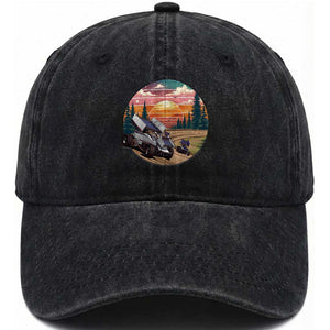 Sprint Car Dirt Track Racing Sunset Motorsports Washed Cotton Baseball Cap TS14 Washed Cap Universal Fit Black Print Your Wear