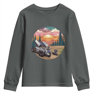 Sprint Car Dirt Track Racing Sunset Motorsports Youth Sweatshirt TS14 Dark Heather Print Your Wear