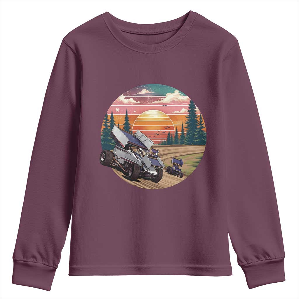 Sprint Car Dirt Track Racing Sunset Motorsports Youth Sweatshirt TS14 Maroon Print Your Wear