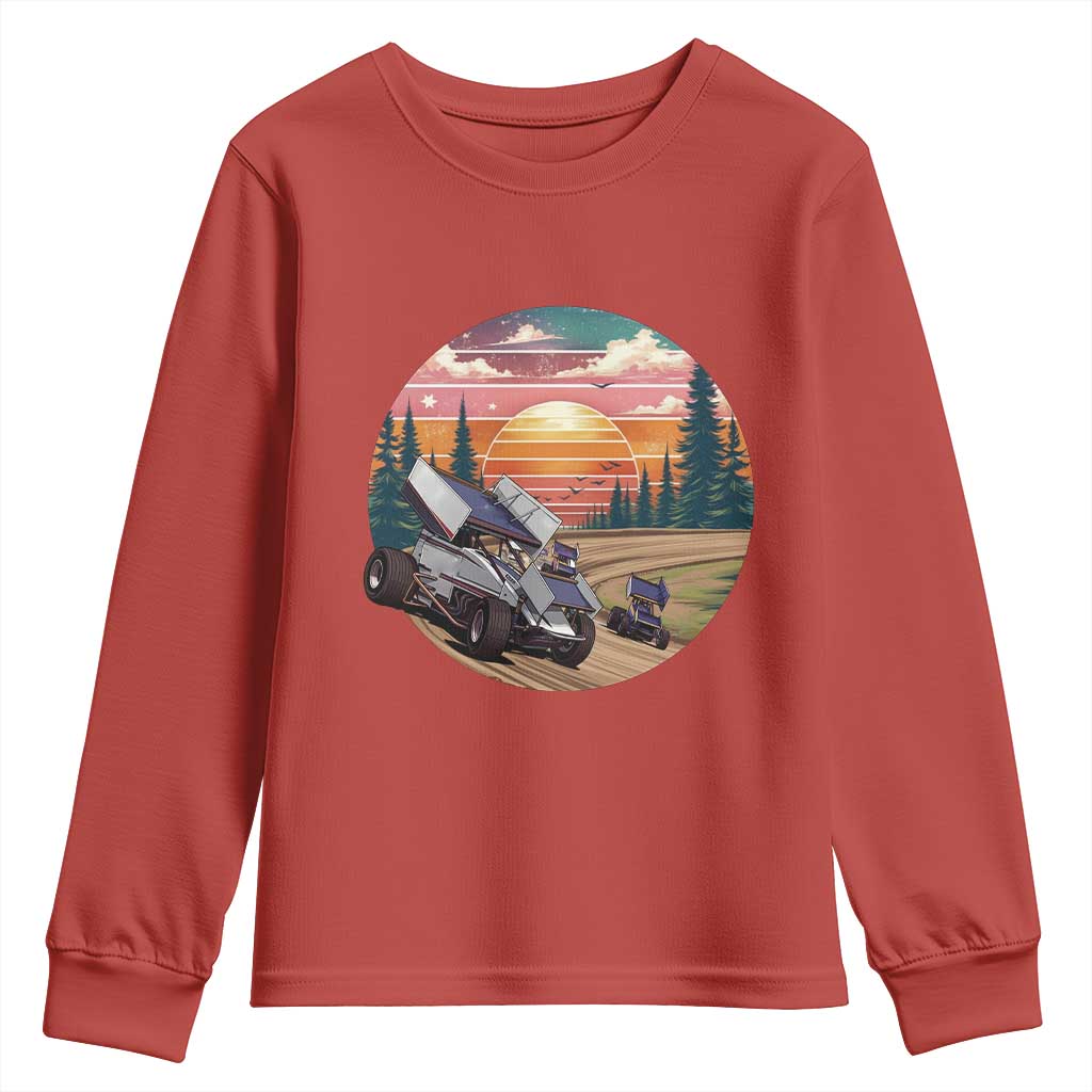 Sprint Car Dirt Track Racing Sunset Motorsports Youth Sweatshirt TS14 Red Print Your Wear
