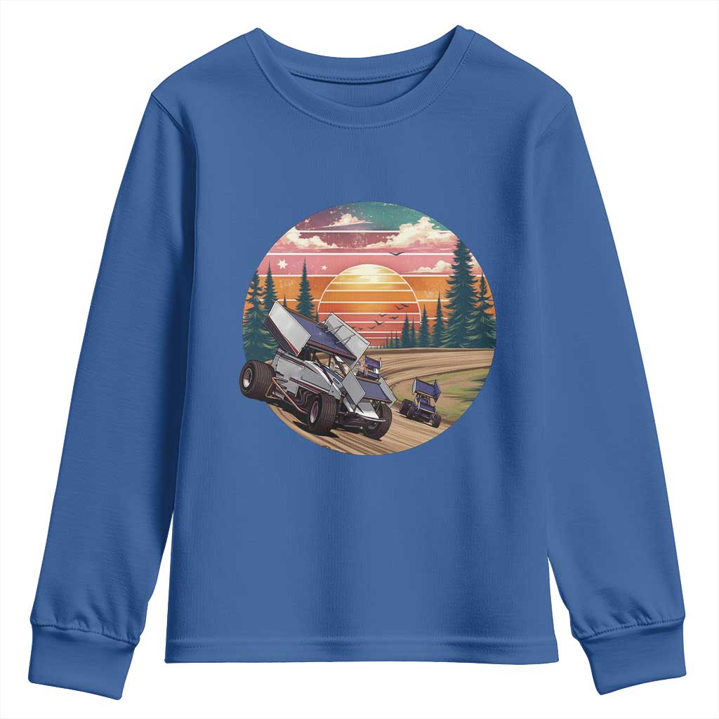 Sprint Car Dirt Track Racing Sunset Motorsports Youth Sweatshirt TS14 Royal Blue Print Your Wear