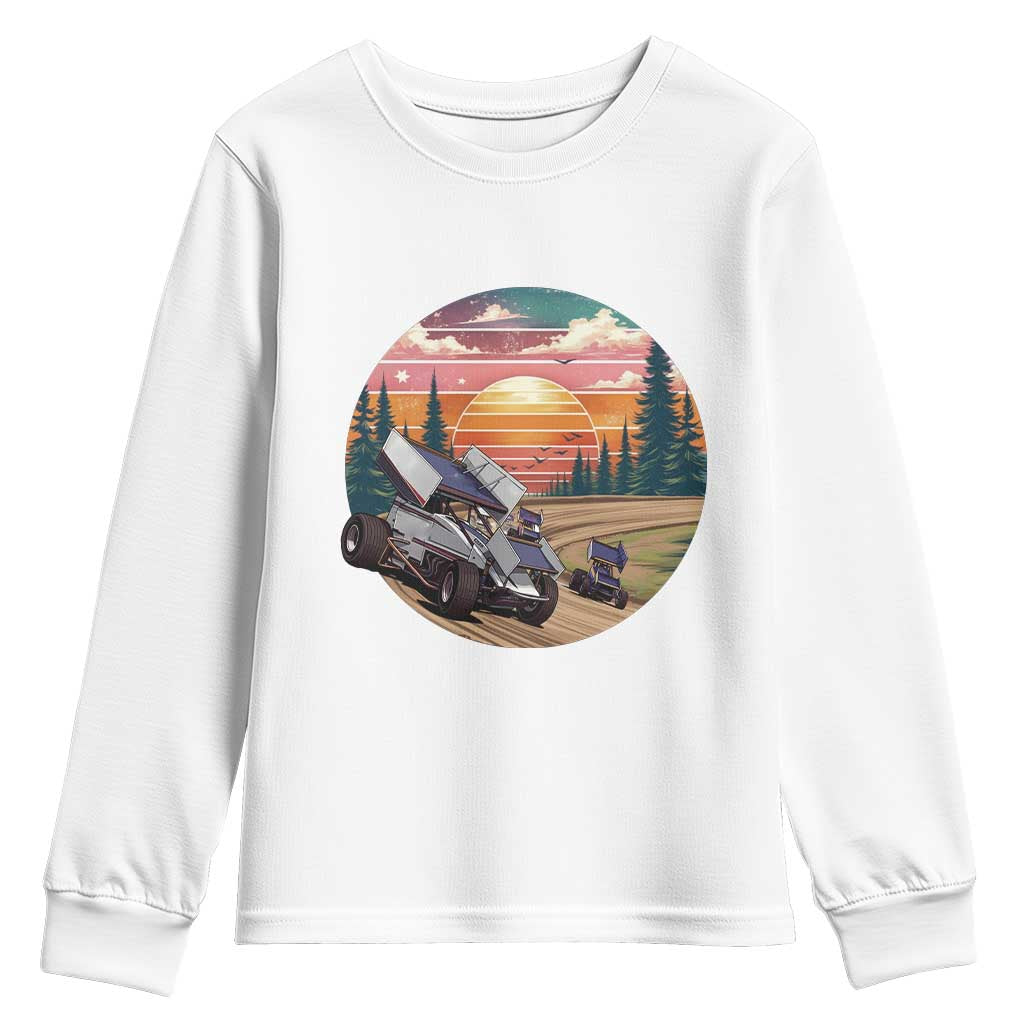 Sprint Car Dirt Track Racing Sunset Motorsports Youth Sweatshirt TS14 White Print Your Wear