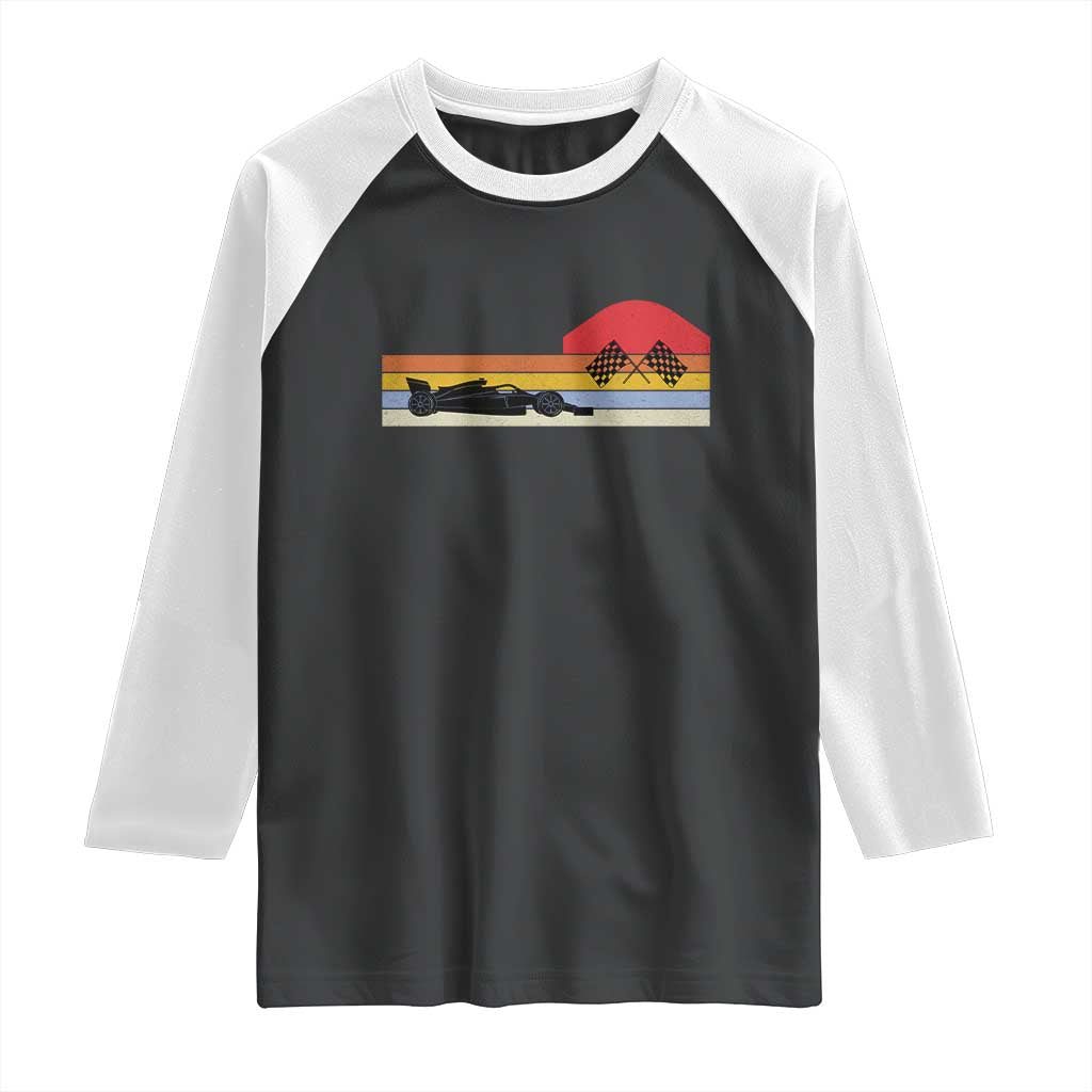 Racing Car Retro Style Vintage Raglan Shirt TS14 Black White Print Your Wear