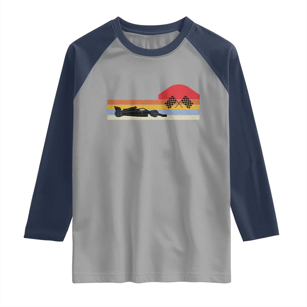 Racing Car Retro Style Vintage Raglan Shirt TS14 Sport Gray Navy Print Your Wear