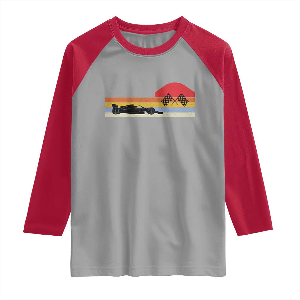 Racing Car Retro Style Vintage Raglan Shirt TS14 Sport Gray Red Print Your Wear